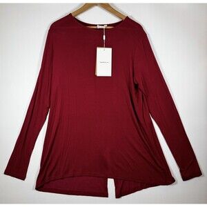 Marcella NYC Sadie Top 2XL Red Long Sleeve Split Hem Pullover Blouse Modern